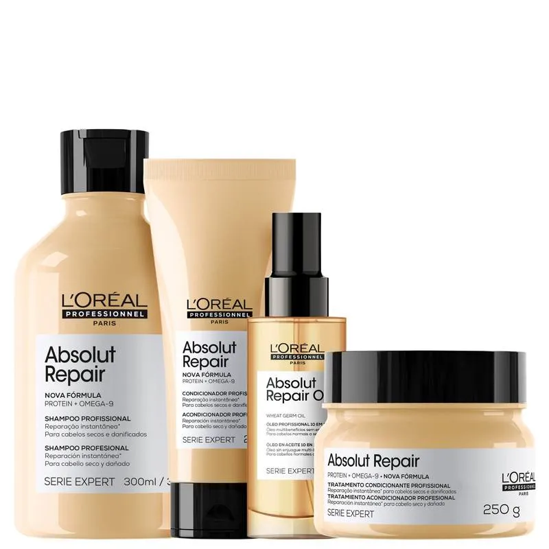 Kit L’Oréal Professionnel Serie Expert Absolut Repair Omega-9 + Protein Quarteto (4 Produtos)