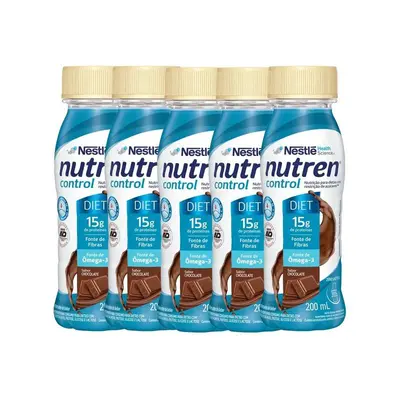 Kit Suplemento Alimentar Nestlé Nutren Control Chocolate 200ml 5 unidades