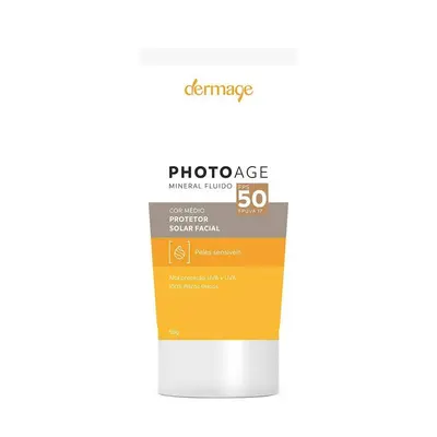 Protetor Solar Facial Dermage Photoage Mineral Fluido Pele Sensível FPS 50 Média 50g