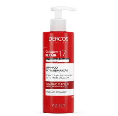 Shampoo Ultra Reparação Vichy Dercos Collagen Repair 17 com 390g