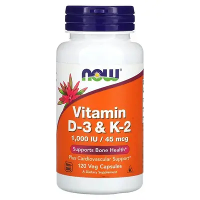 Vitamina D3 1.000 Ui + K2 45mcg – 120 Cápsulas Veganas – Now Foods